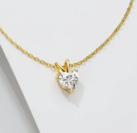 1Ct 6.5mm Heart Moissanite Diamond Pendant Necklace