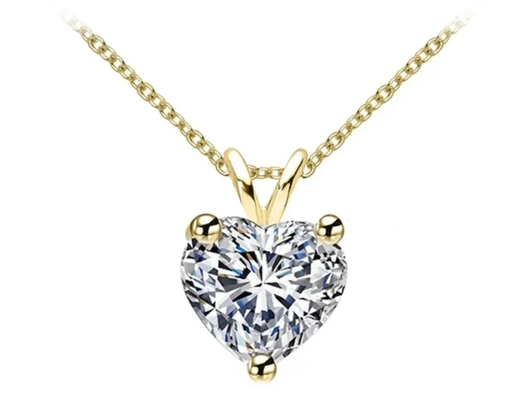 1Ct 6.5mm Heart Moissanite Diamond Pendant Necklace