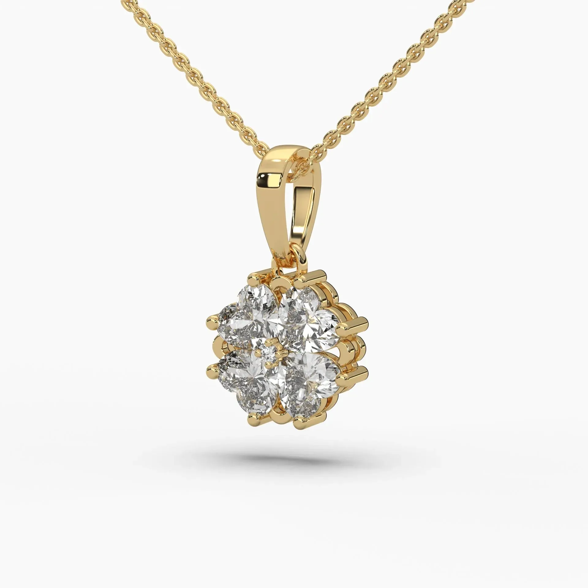 1ctw Heart Clover Lab Grown Diamond Pendant Necklace | 14k Gold