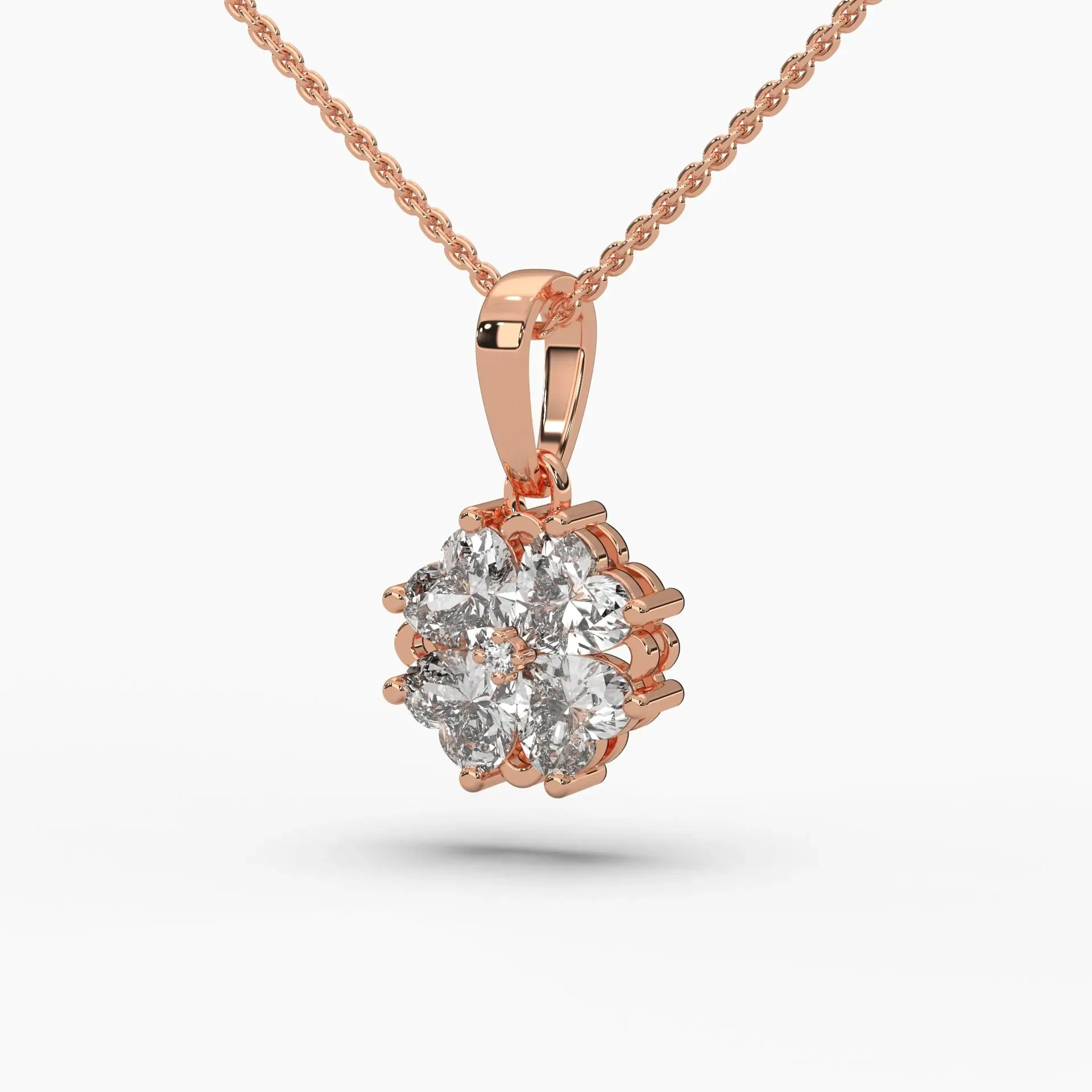 1ctw Heart Clover Lab Grown Diamond Pendant Necklace | 14k Gold