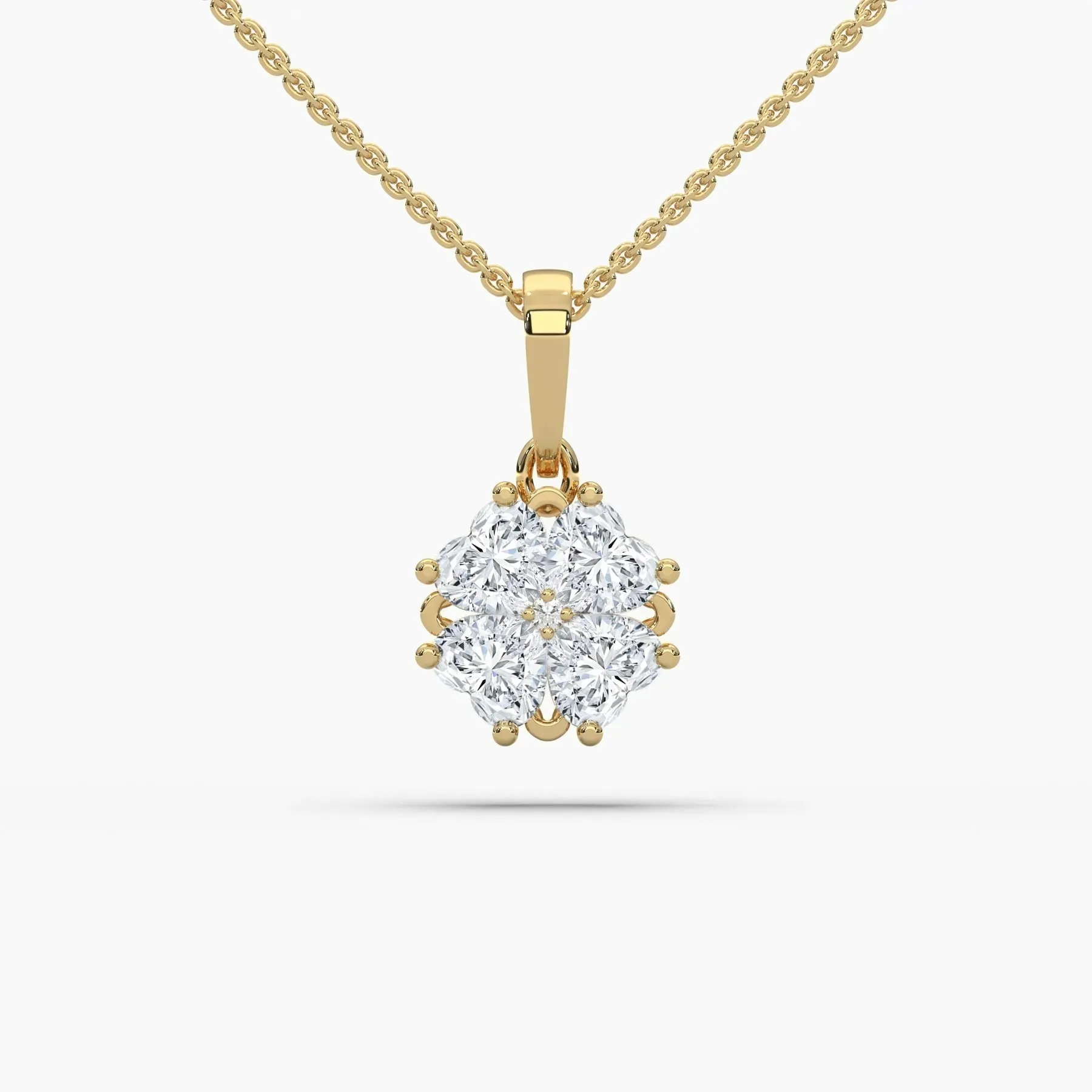 1ctw Heart Clover Lab Grown Diamond Pendant Necklace | 14k Gold