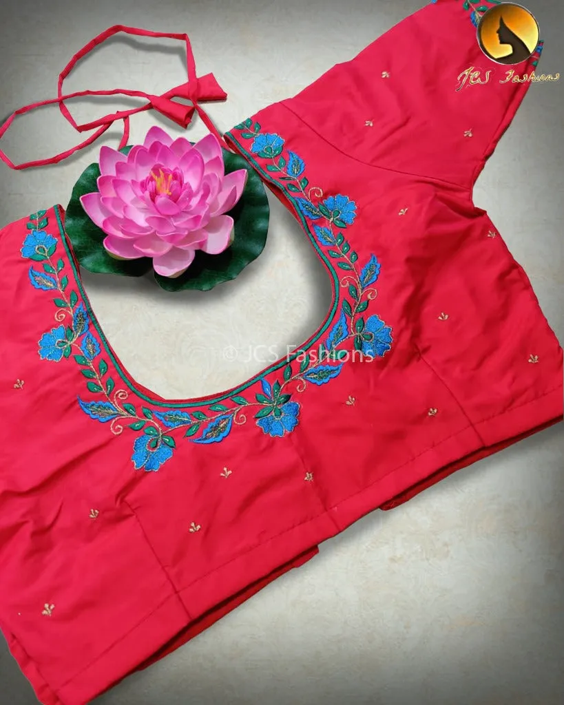 Aari embroidered work butter silk blouses for women