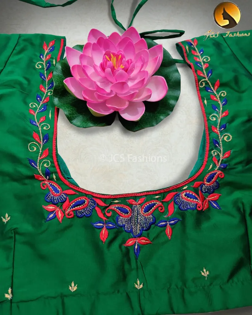 Aari embroidered work butter silk blouses for women