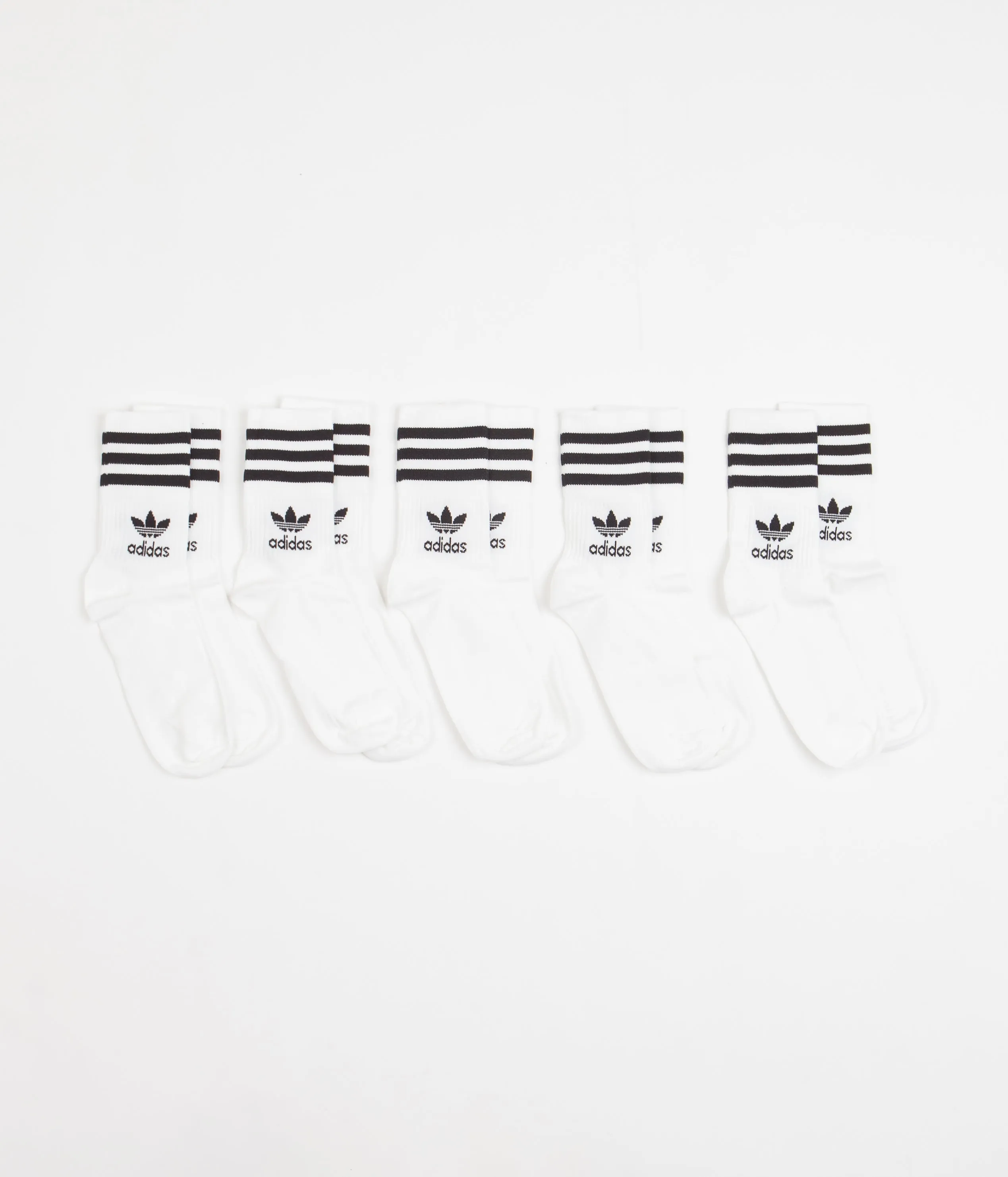 Adidas Mid-Cut Crew Socks (5 Pair) - White