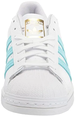 adidas Originals Men's Superstar Sneaker, Pulse Aqua/White/Gold Metallic, 12.5