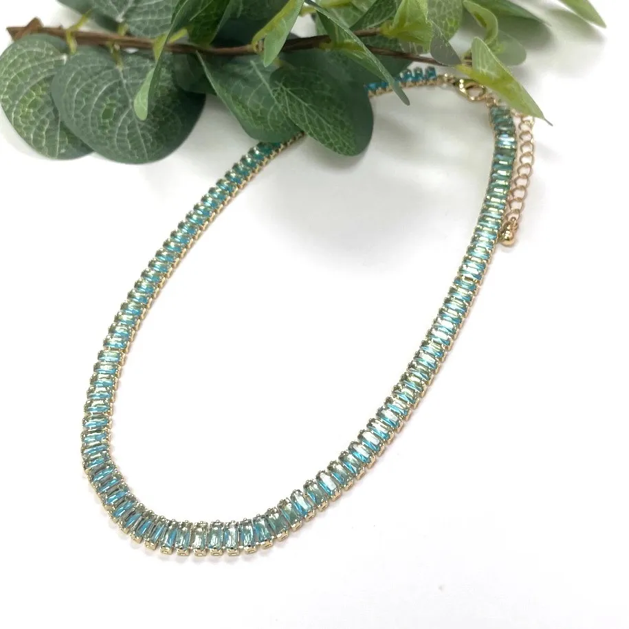 Aqua Baguette Choker Necklace