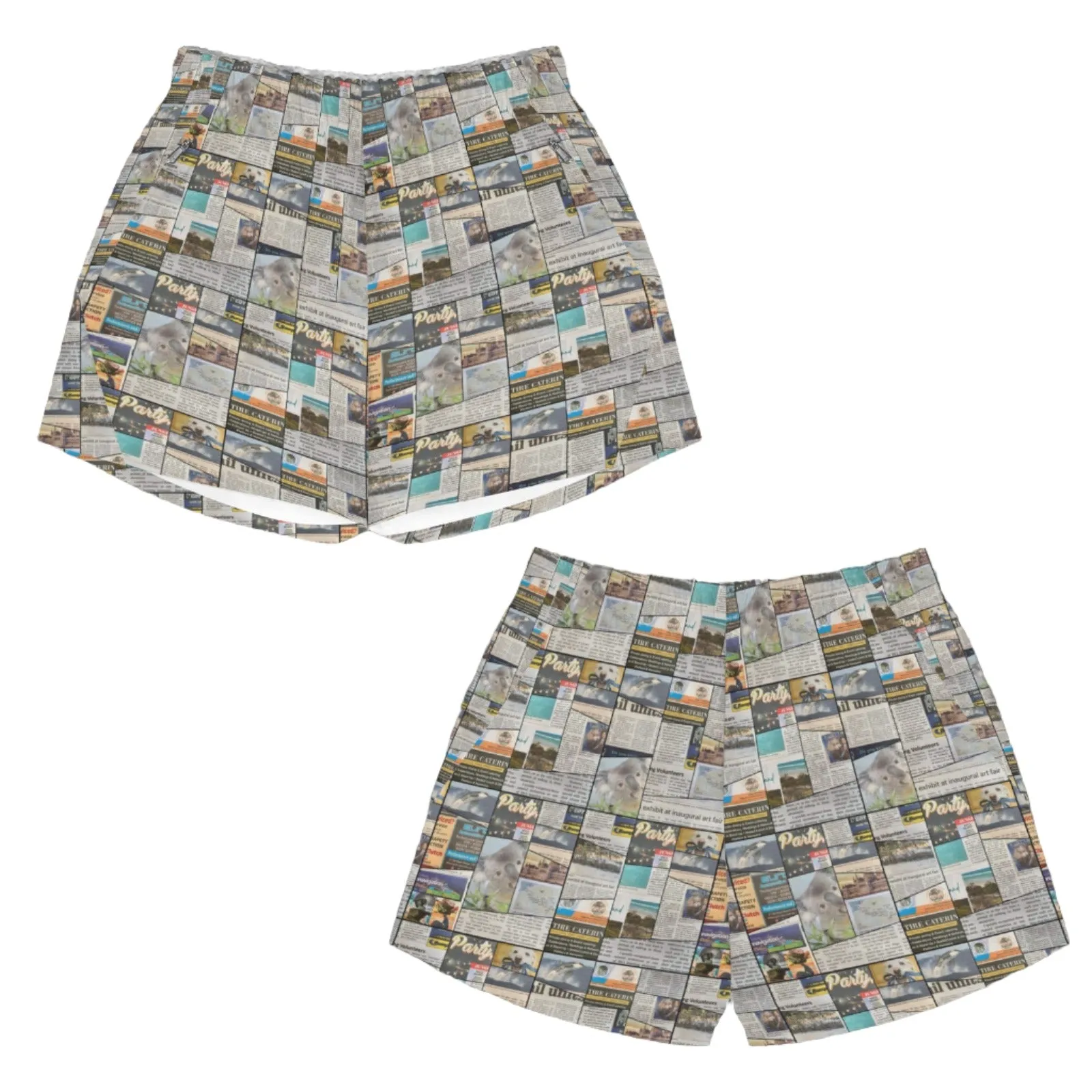 Australian Newspaper Colour Shorts with Zip Pockets up to 5 XL (FWS)