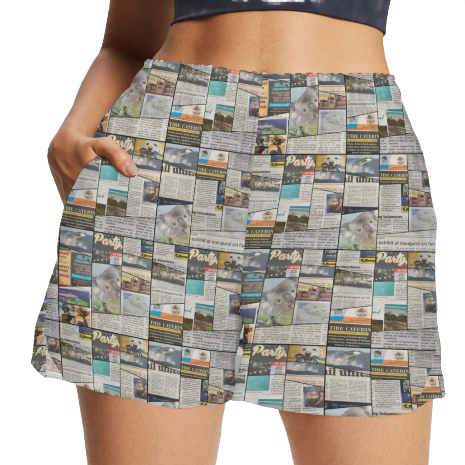 Australian Newspaper Colour Shorts with Zip Pockets up to 5 XL (FWS)