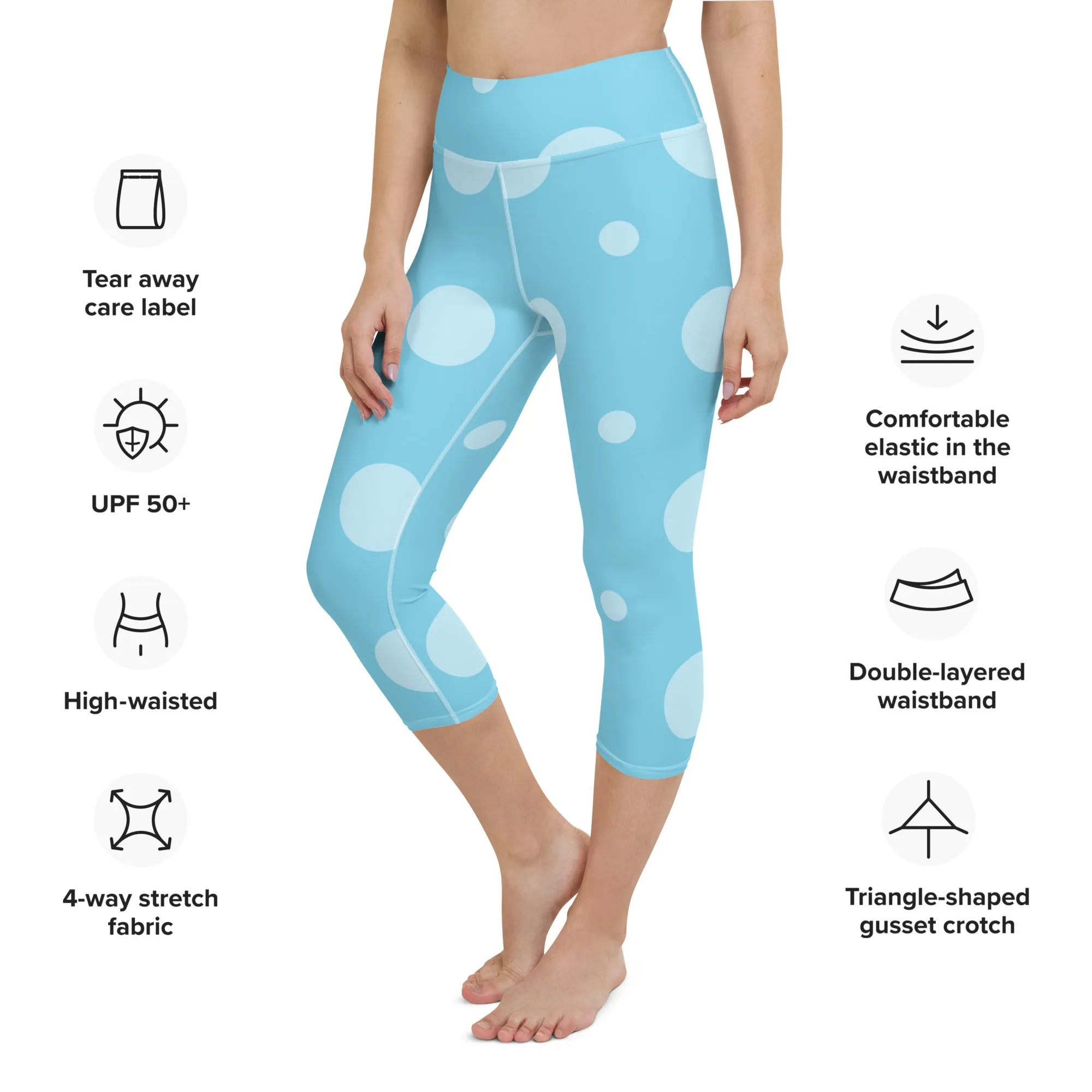 Baby Blue Yoga Capri Leggings Capri Leggings Activewear, lioness-love