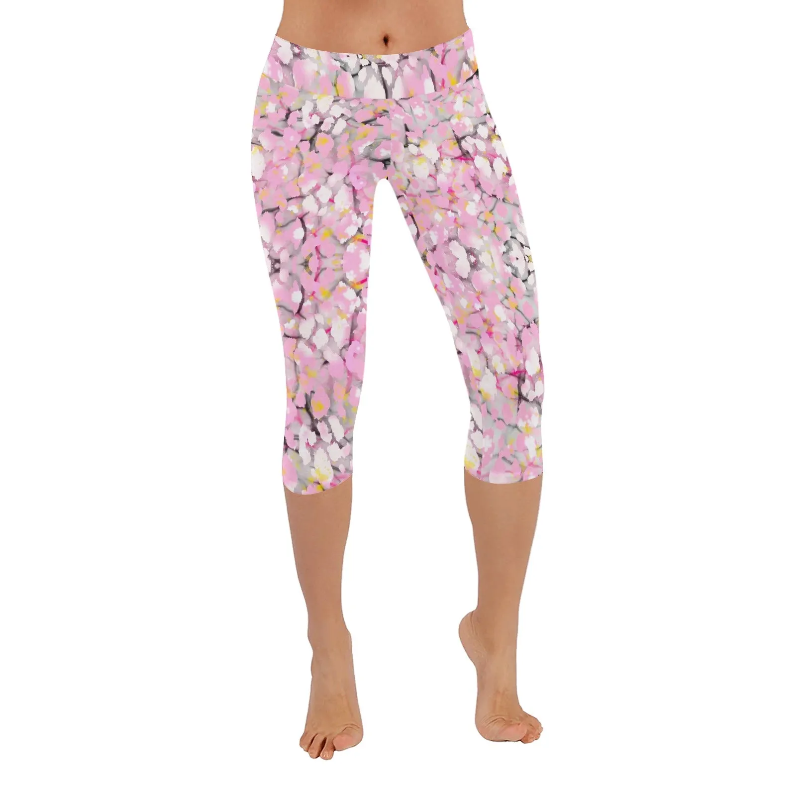 Baby Pink Leopard Plus Capri Leggings up to 5 XL