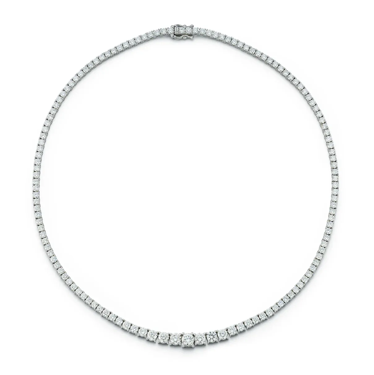 Beauvince Graduated Tennis Necklace (16.60 ct Diamonds and 1 ct HVS2 GIA Center)