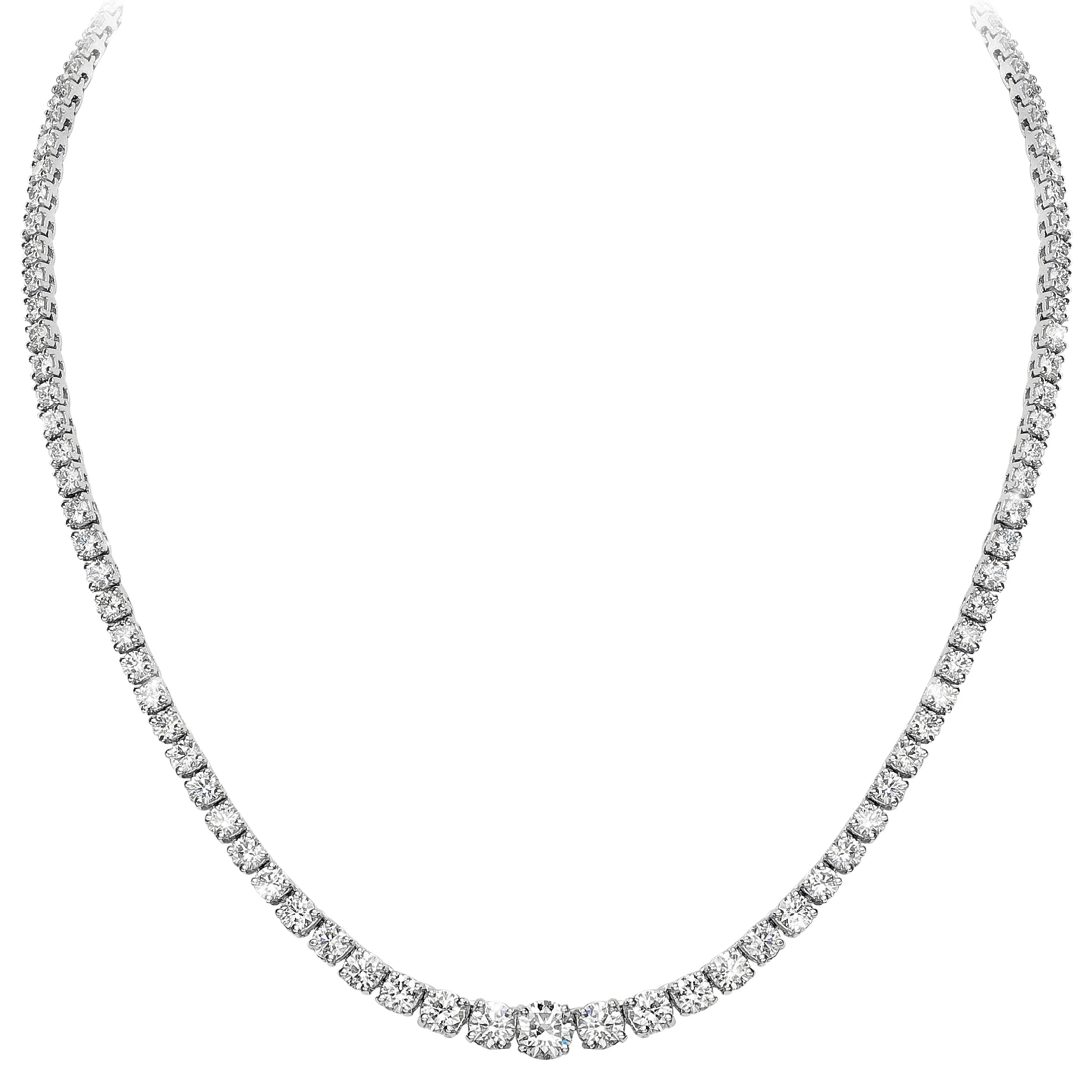 Beauvince Graduated Tennis Necklace (16.60 ct Diamonds and 1 ct HVS2 GIA Center)