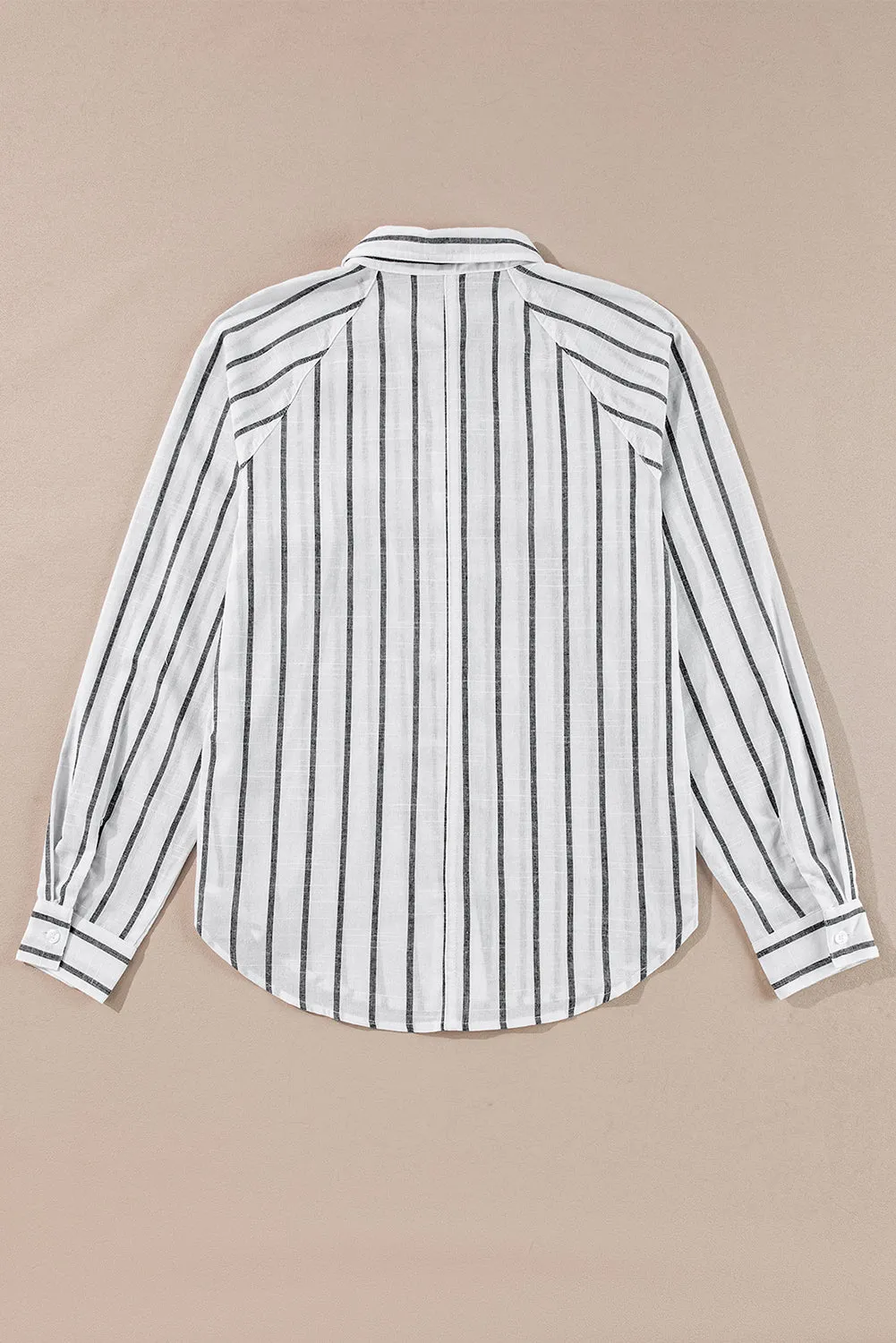 Black Stripe Chest Pocket Buttoned Oversized Shirt