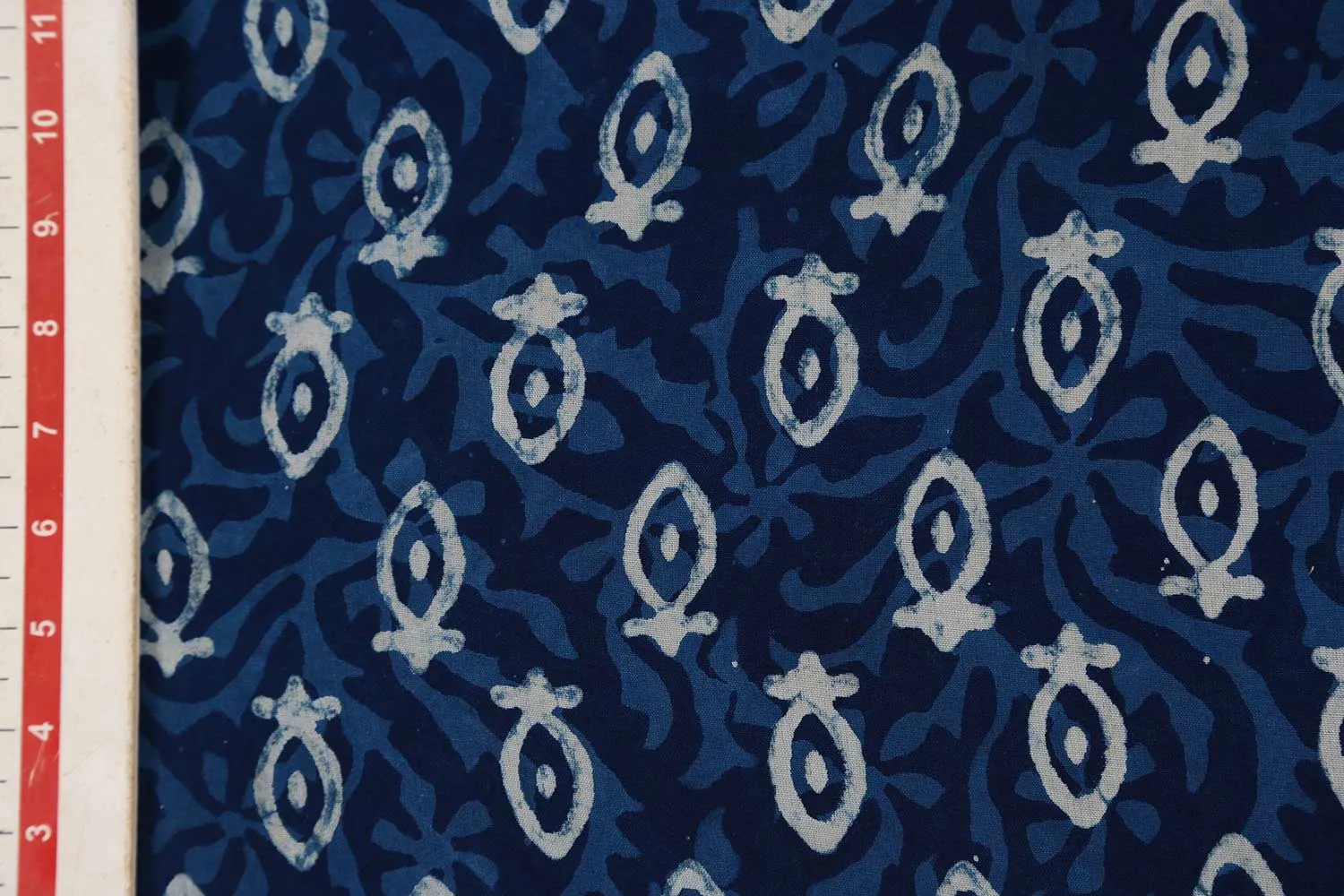 Blue & White Motifs Printed Rayon Fabric