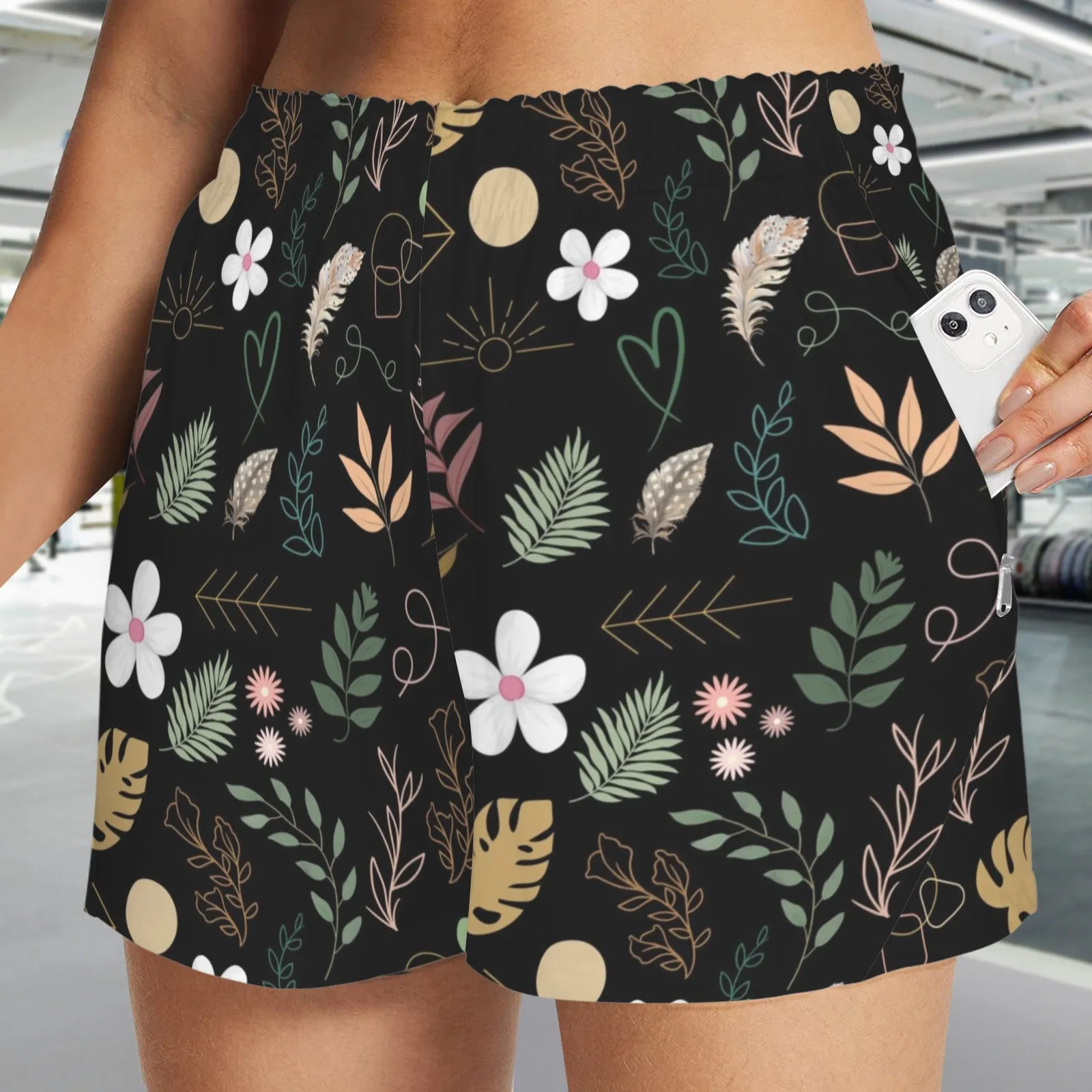 Boho Black Zip Pocket Shorts up to 5 XL (FWS)