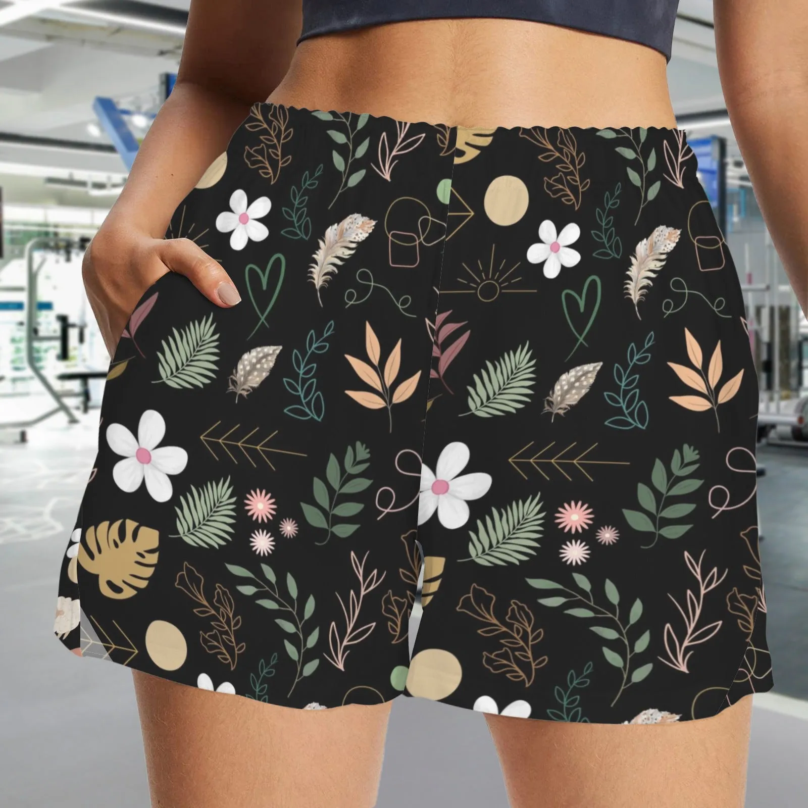 Boho Black Zip Pocket Shorts up to 5 XL (FWS)