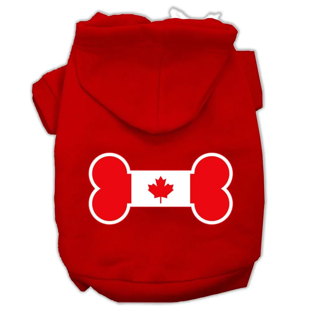 Bone Shaped Canadian Flag Screen Print Pet Hoodies Red XXXL(20)