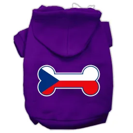 Bone Shaped Czech Republic Flag Screen Print Pet Hoodies Purple XXL (18)