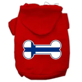 Bone Shaped Finland Flag Screen Print Pet Hoodies Red S (10)