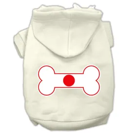 Bone Shaped Japan Flag Screen Print Pet Hoodies Cream Size XL (16)