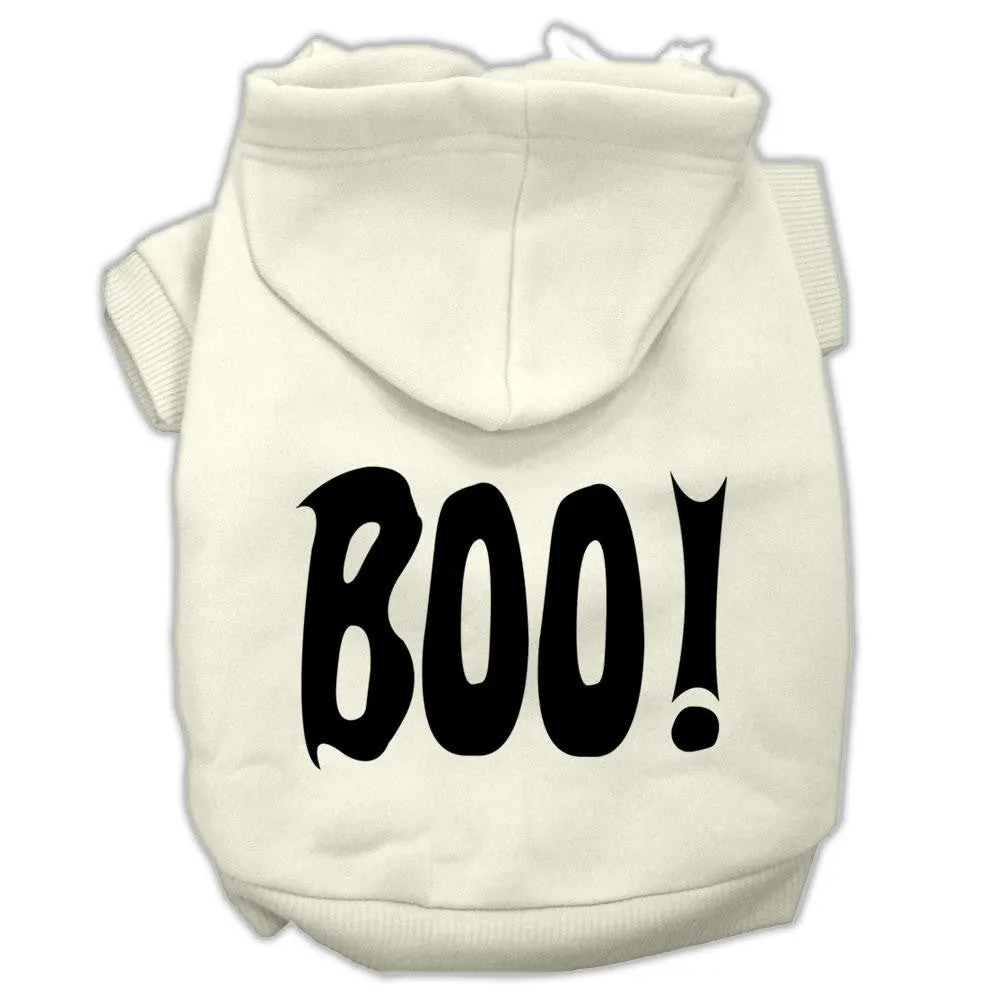 Boo! Screen Print Pet Hoodies Cream Size Med (12)