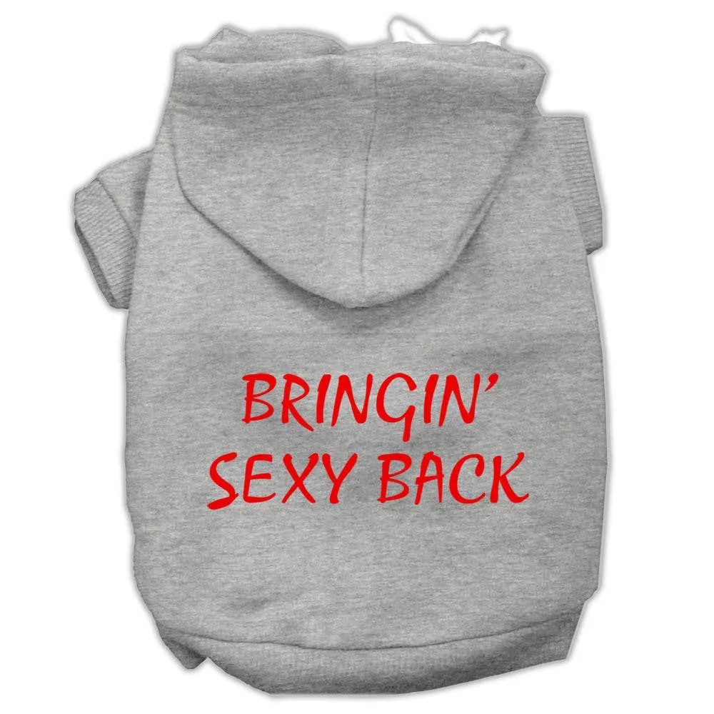 Bringin' Sexy Back Screen Print Pet Hoodies Grey Size Lg (14)