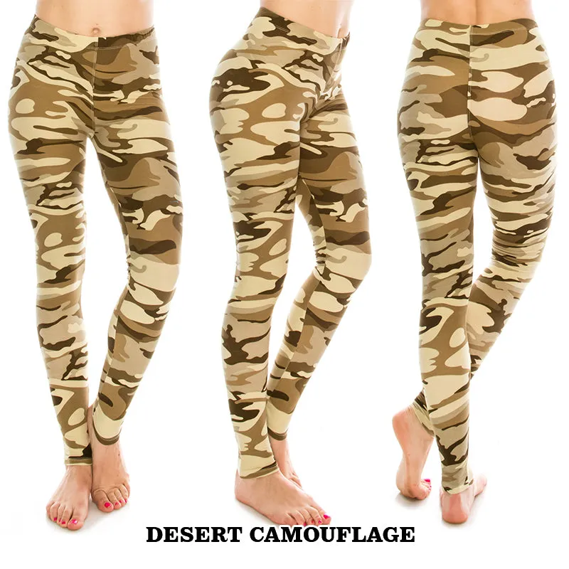 Camouflage Patterned Ultra Soft Leggings (Regular/Plus Size)