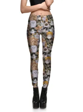 Cats Leggings Digital Print Pants Trousers