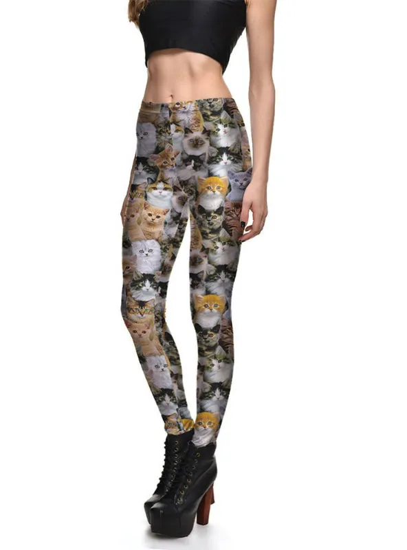 Cats Leggings Digital Print Pants Trousers