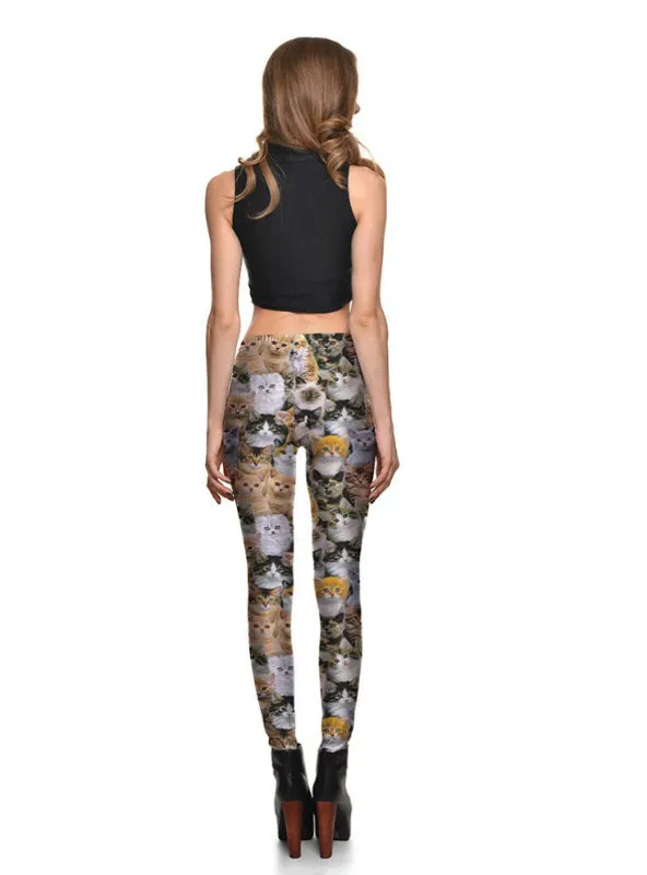 Cats Leggings Digital Print Pants Trousers