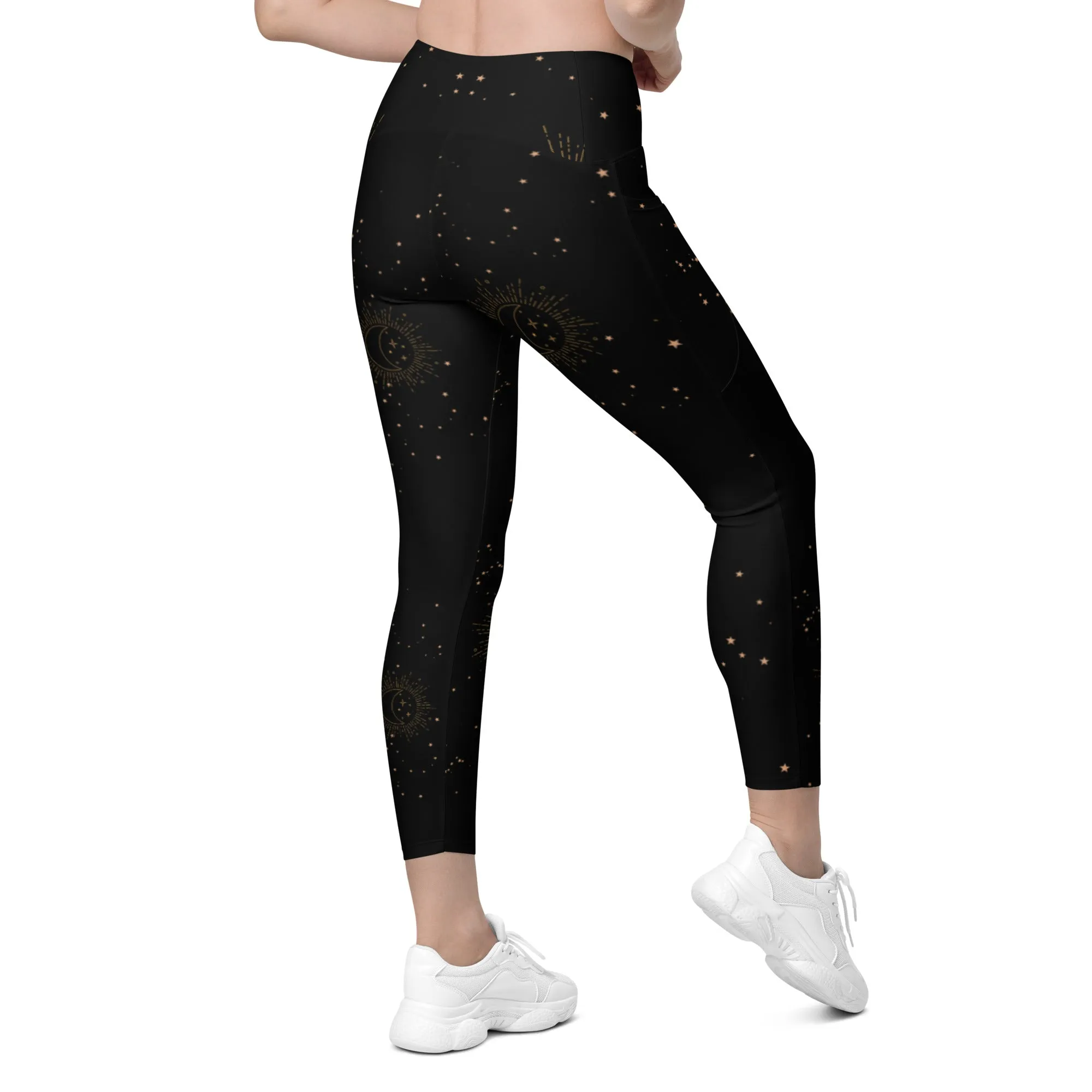 Celestial Print Crossover leggings with pockets, lioness-love