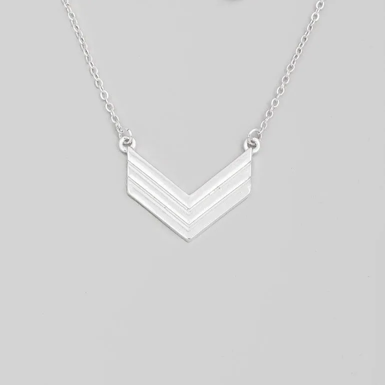 Chevron Charm Silver Necklace