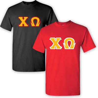 Chi Omega Lettered T-Shirt, 2-Pack Bundle Deal - G500 (2) - TWILL