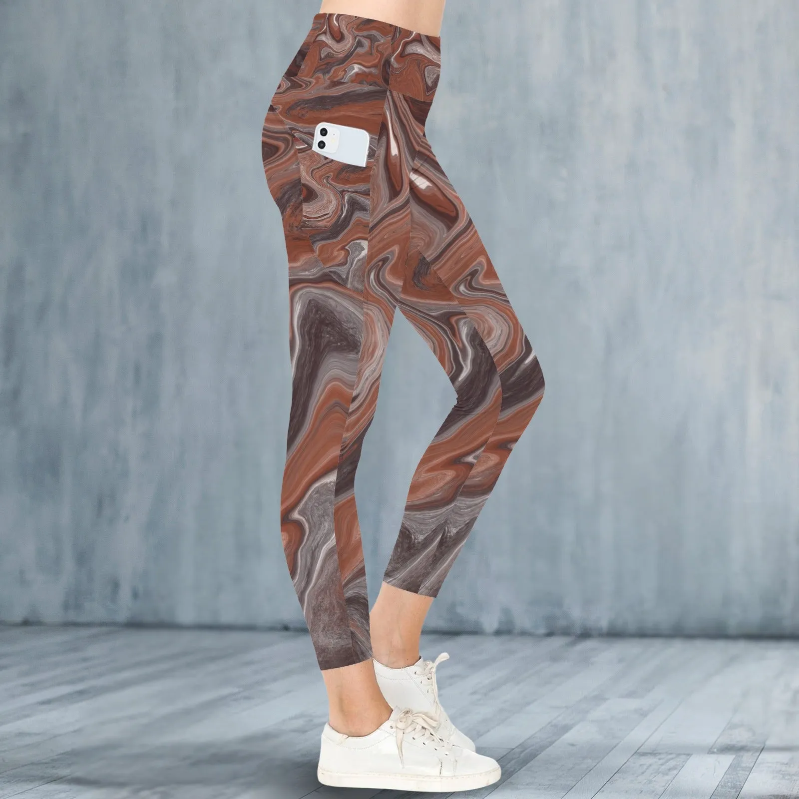 Choc Swirl Leggings with Pockets up to 5 XL (FWS)