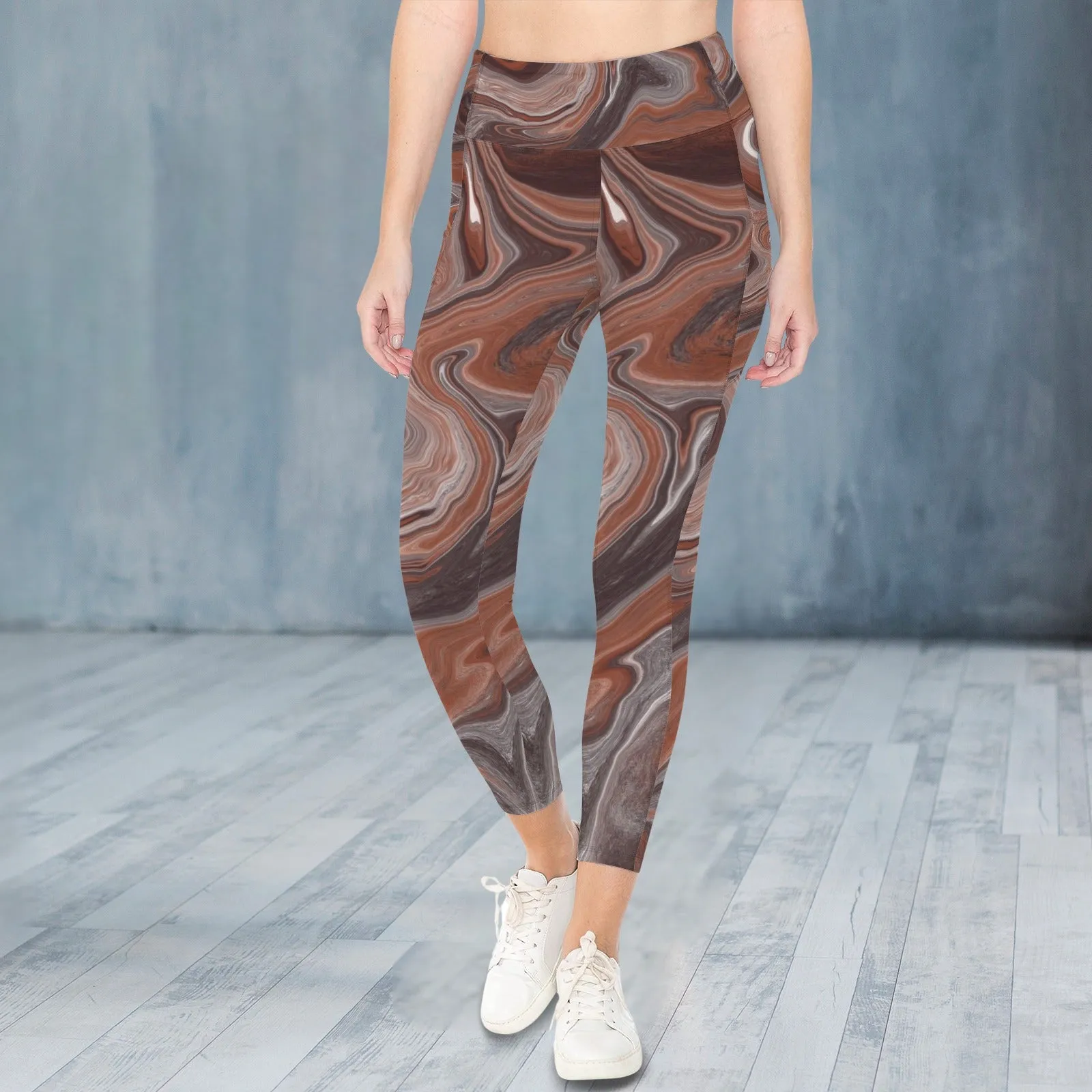 Choc Swirl Leggings with Pockets up to 5 XL (FWS)