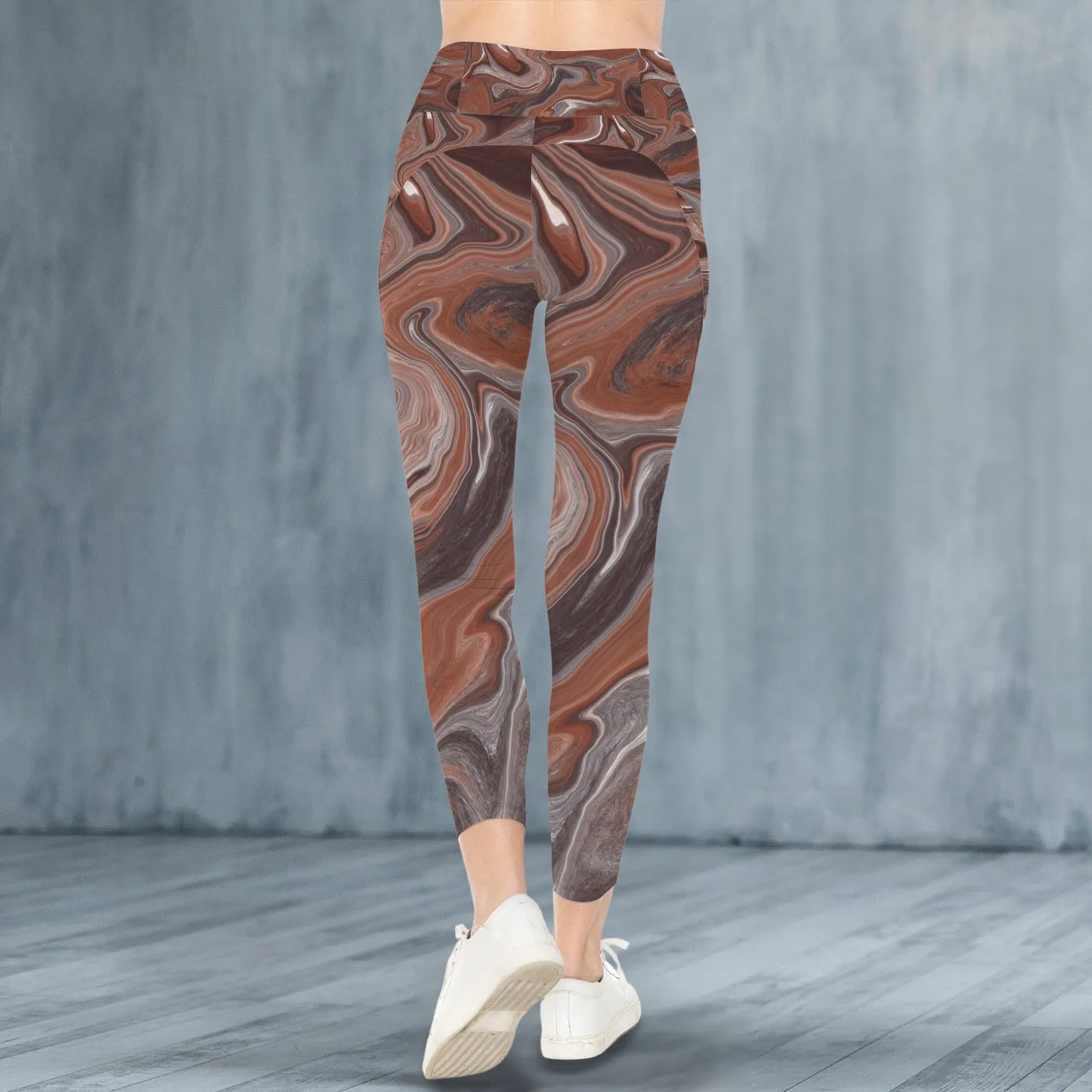 Choc Swirl Leggings with Pockets up to 5 XL (FWS)