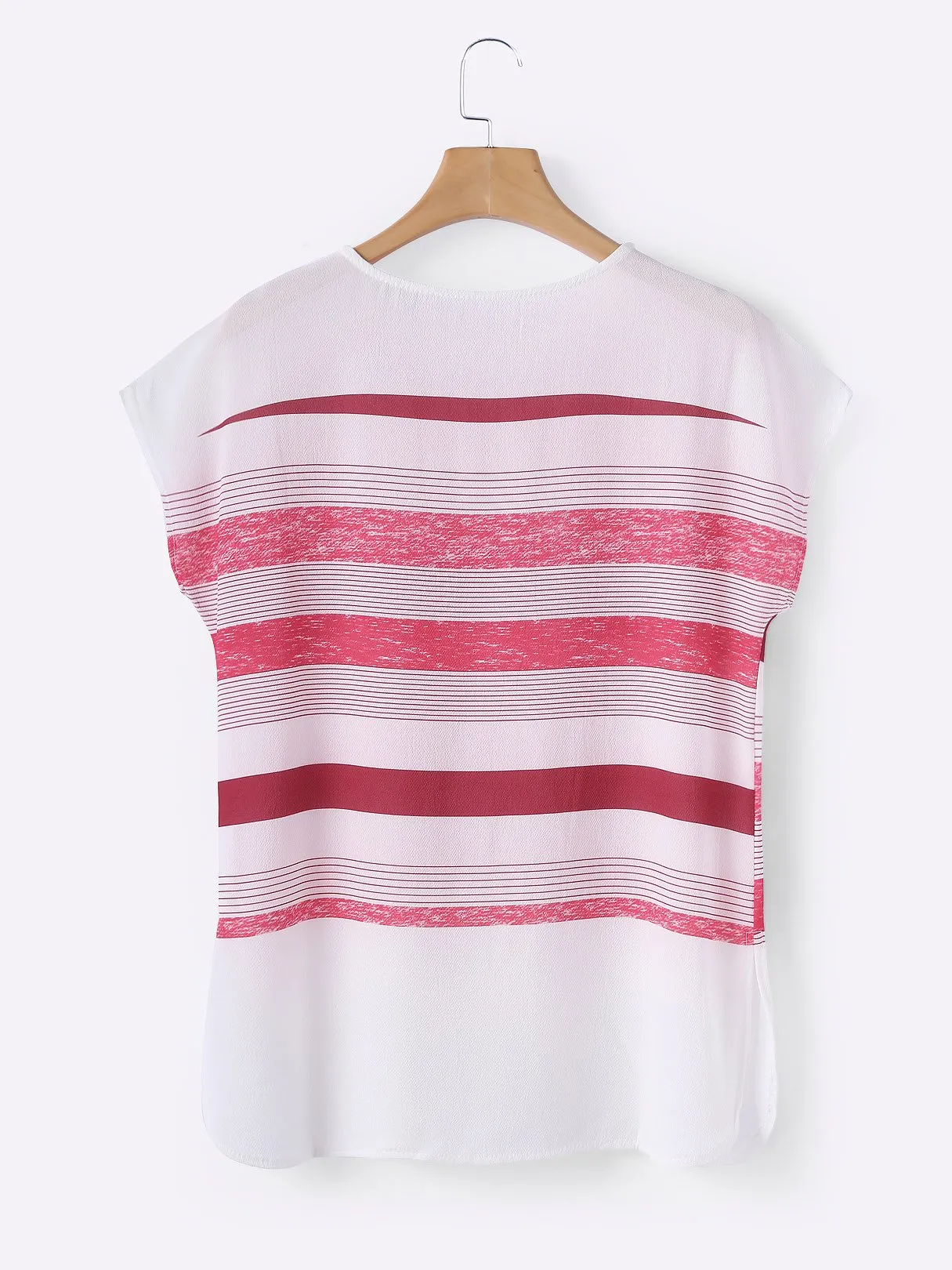 Custom Round Neck Stripe Short Sleeve Blouses