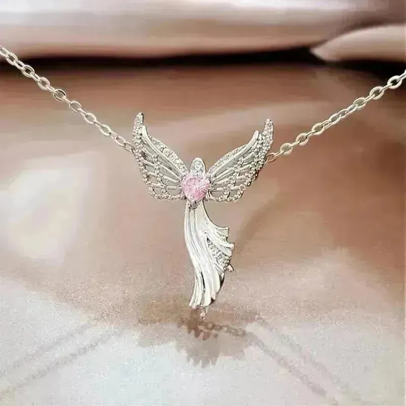 Diamond Modern Angel Pendant Necklace for Women