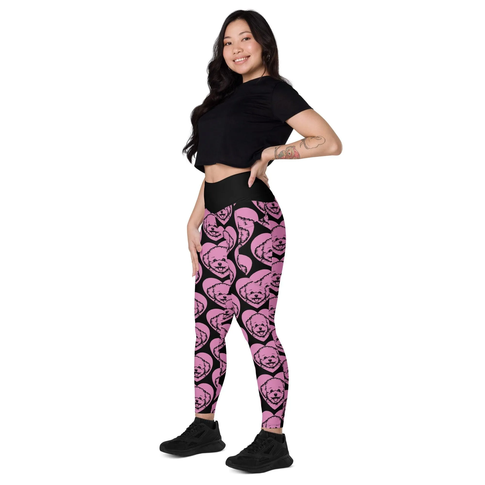 DOG BREED LEGGINGS with pockets - BICHON FRISÉ - HERTTAHOUND - pink