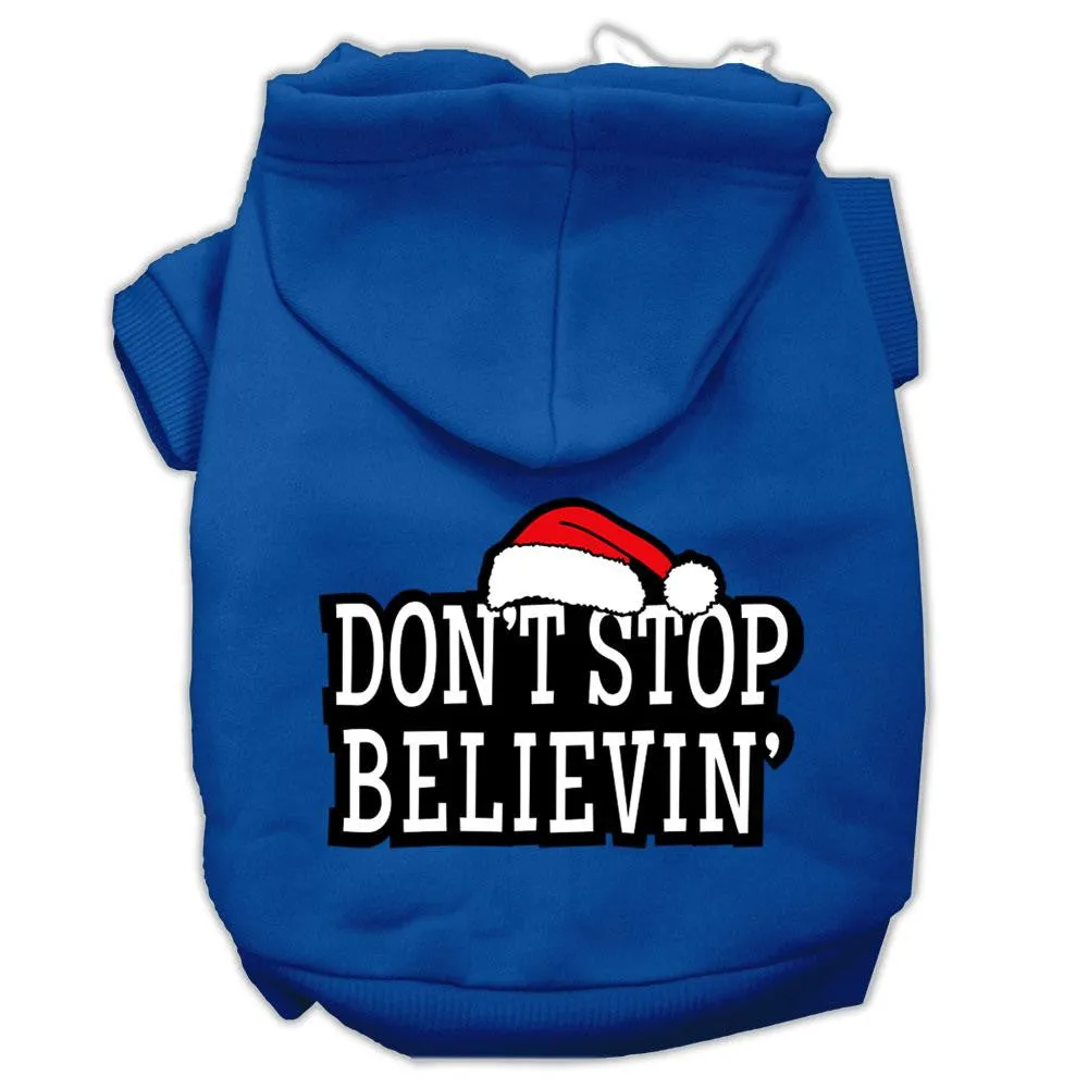 Don't Stop Believin' Screenprint Pet Hoodies Blue Size XL (16)