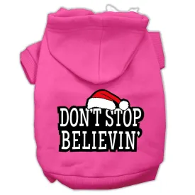 Don't Stop Believin' Screenprint Pet Hoodies Bright Pink Size L (14)