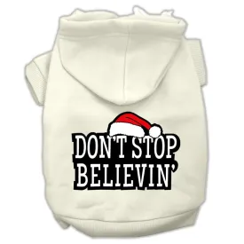 Don't Stop Believin' Screenprint Pet Hoodies Cream Size XL (16)