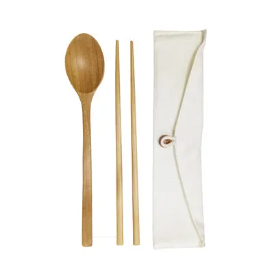 Eco-Friendly Wooden Cutlery in Cotton Pouch