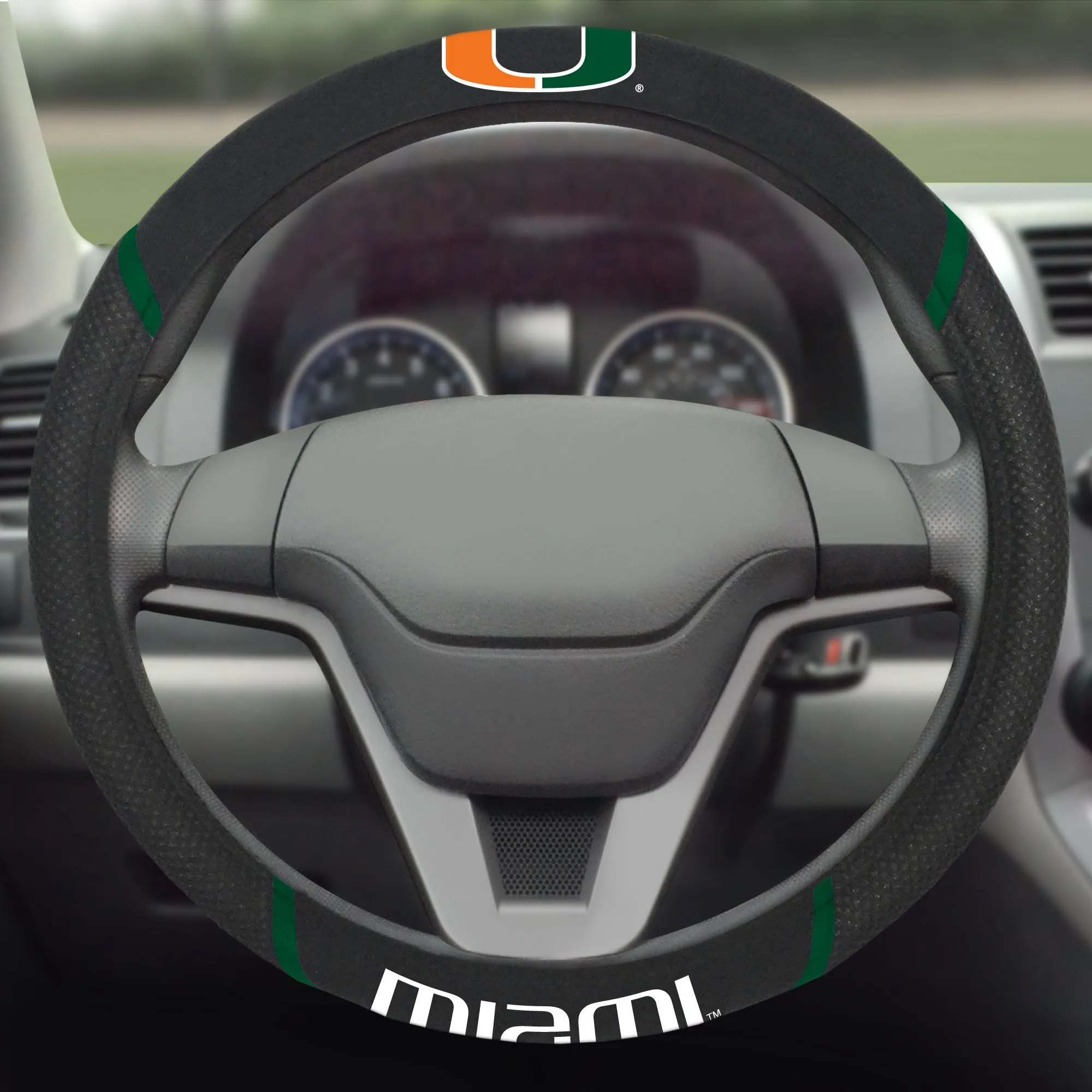 Fanmats Miami Hurricanes Embroidered Steering Wheel Cover