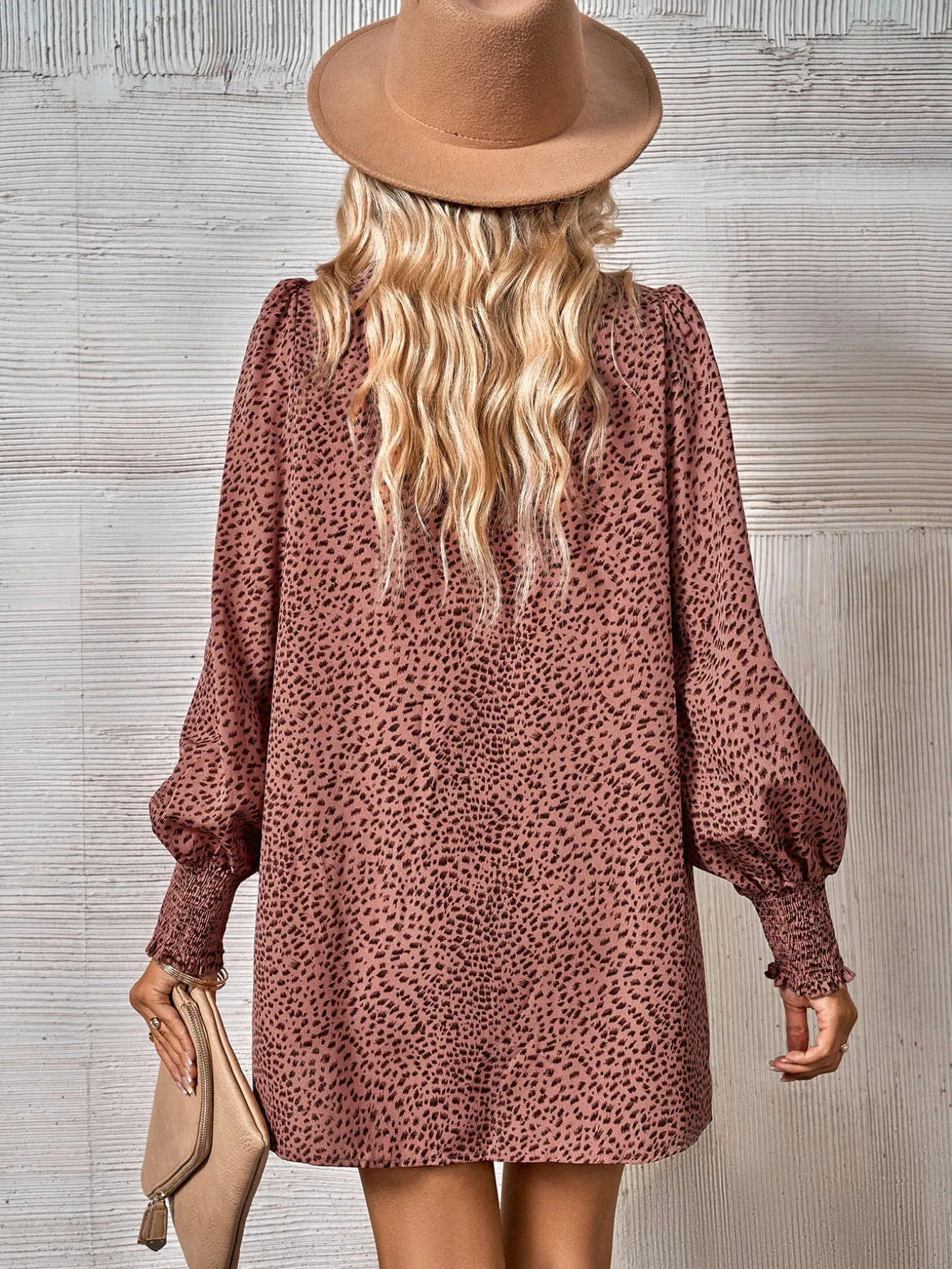 Fashion Leopard Lantern Sleeve Ladies Shirt