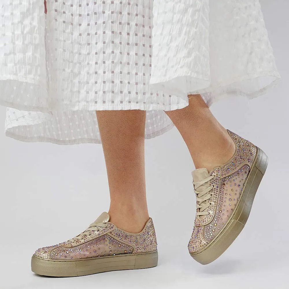 Flip Old Gold Shimmer/Old Gold Leather Mesh Sneakers