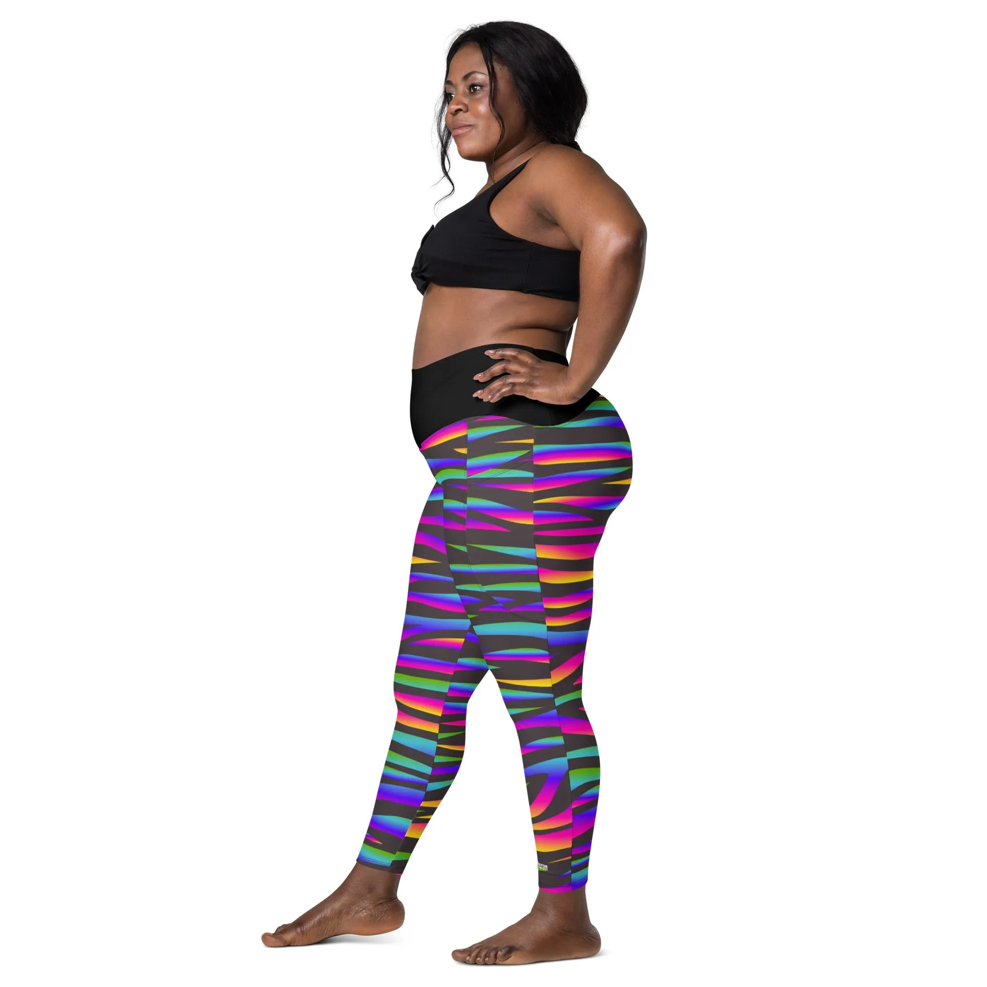 FLUORESCENT STRIPE KRATOS Women's Leggings with pockets