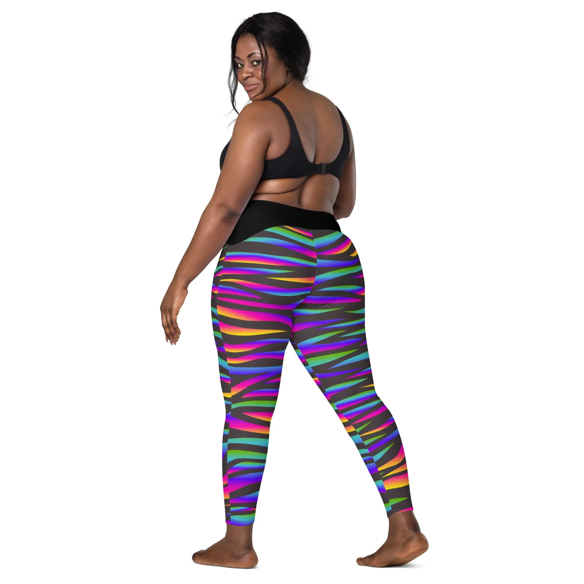 FLUORESCENT STRIPE KRATOS Women's Leggings with pockets