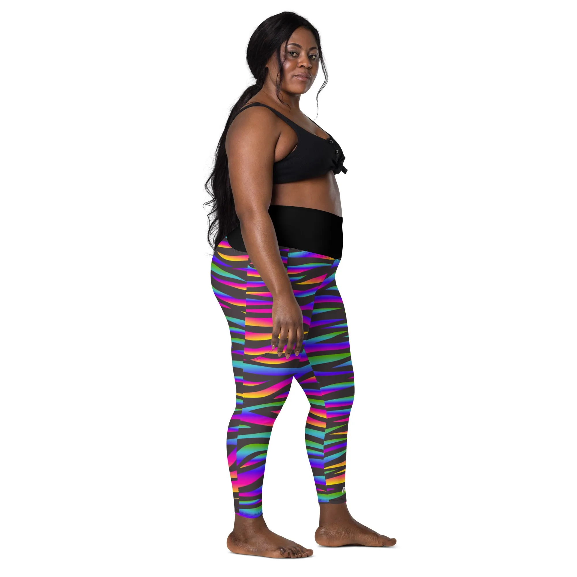 FLUORESCENT STRIPE KRATOS Women's Leggings with pockets