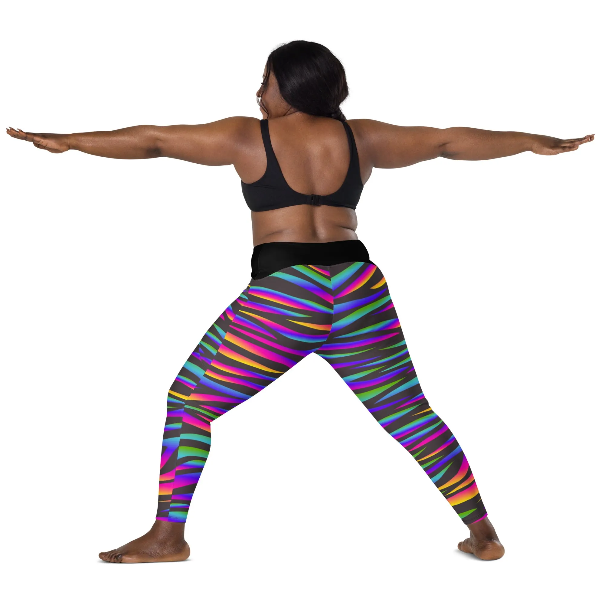 FLUORESCENT STRIPE KRATOS Women's Leggings with pockets